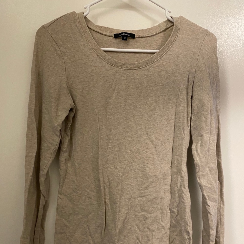 Cream long sleeve fitted shirt